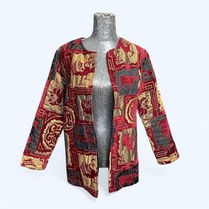 Vintage Midnight Velvet Goth Tapestry‎ Statement Jacket Women Large Art to Wear